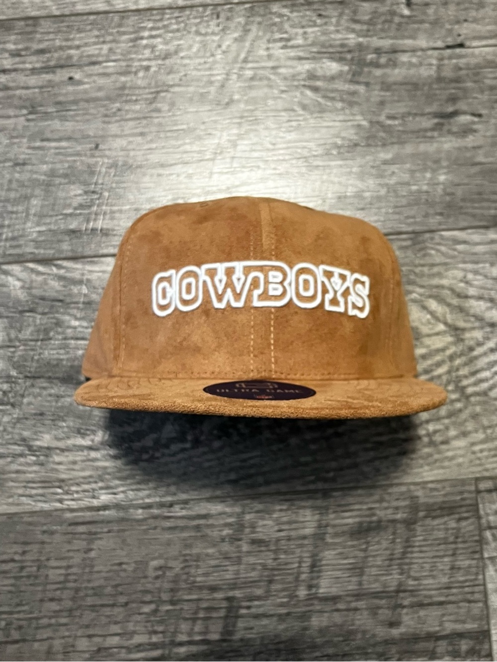 NEW UNIQUE Cowboys Brown Suede Snapback Hat - Ultra Game NFL Sticker ONE SIZE